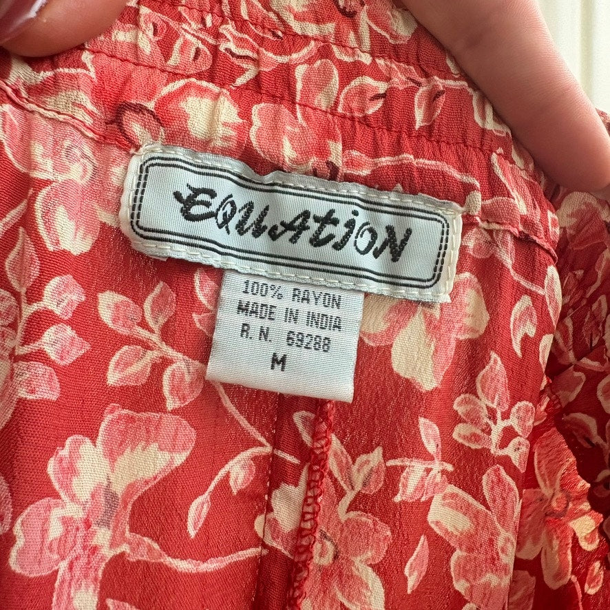 Equation Pink Maxi Skirt - 90s, A-Line, Button Front - Size M