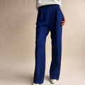 St. John Navy Blue Pleated Trousers - Santana Knit, High Waisted, Size 4