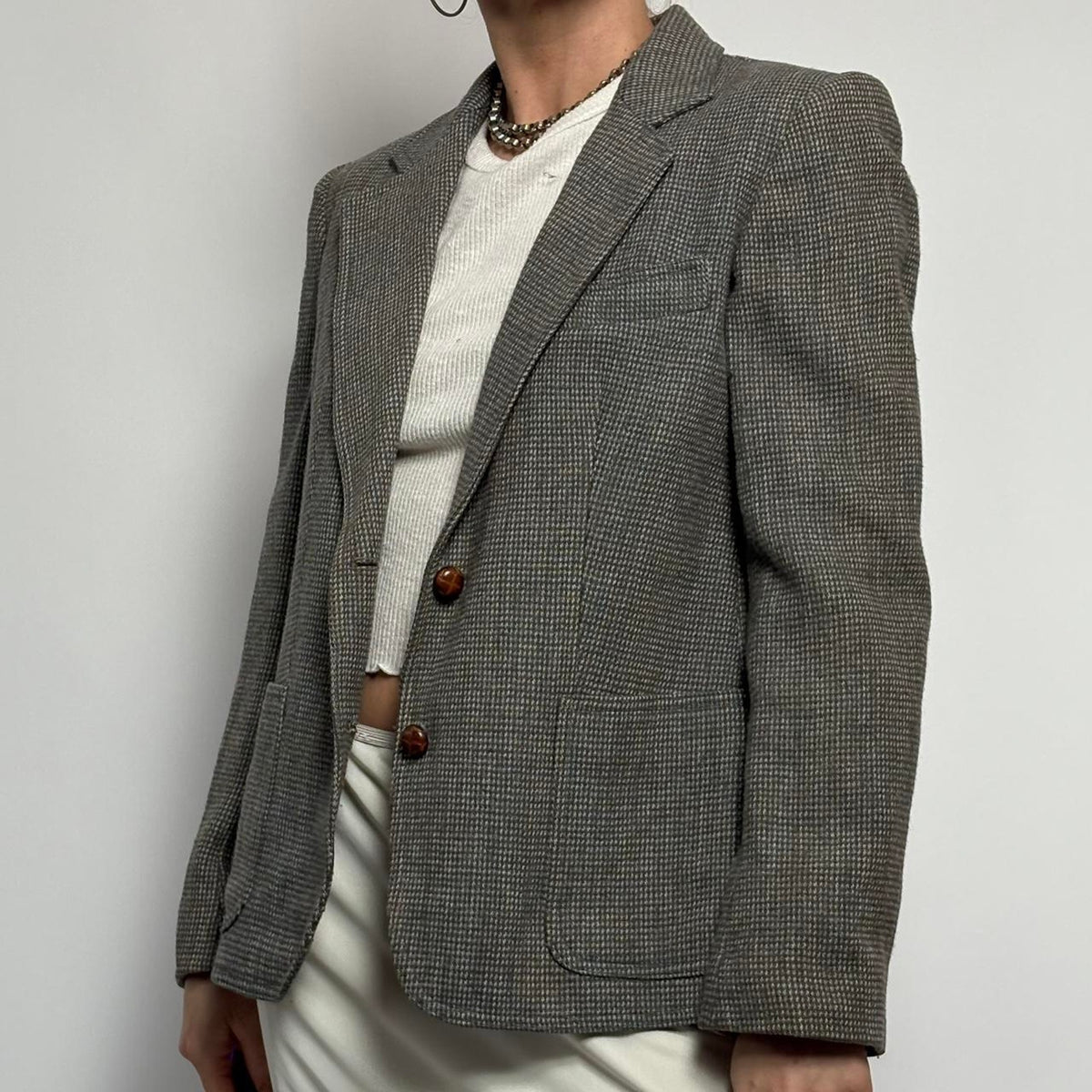 Vintage Wool Blend Grey Blazer - PBD International Div. of Peabody House