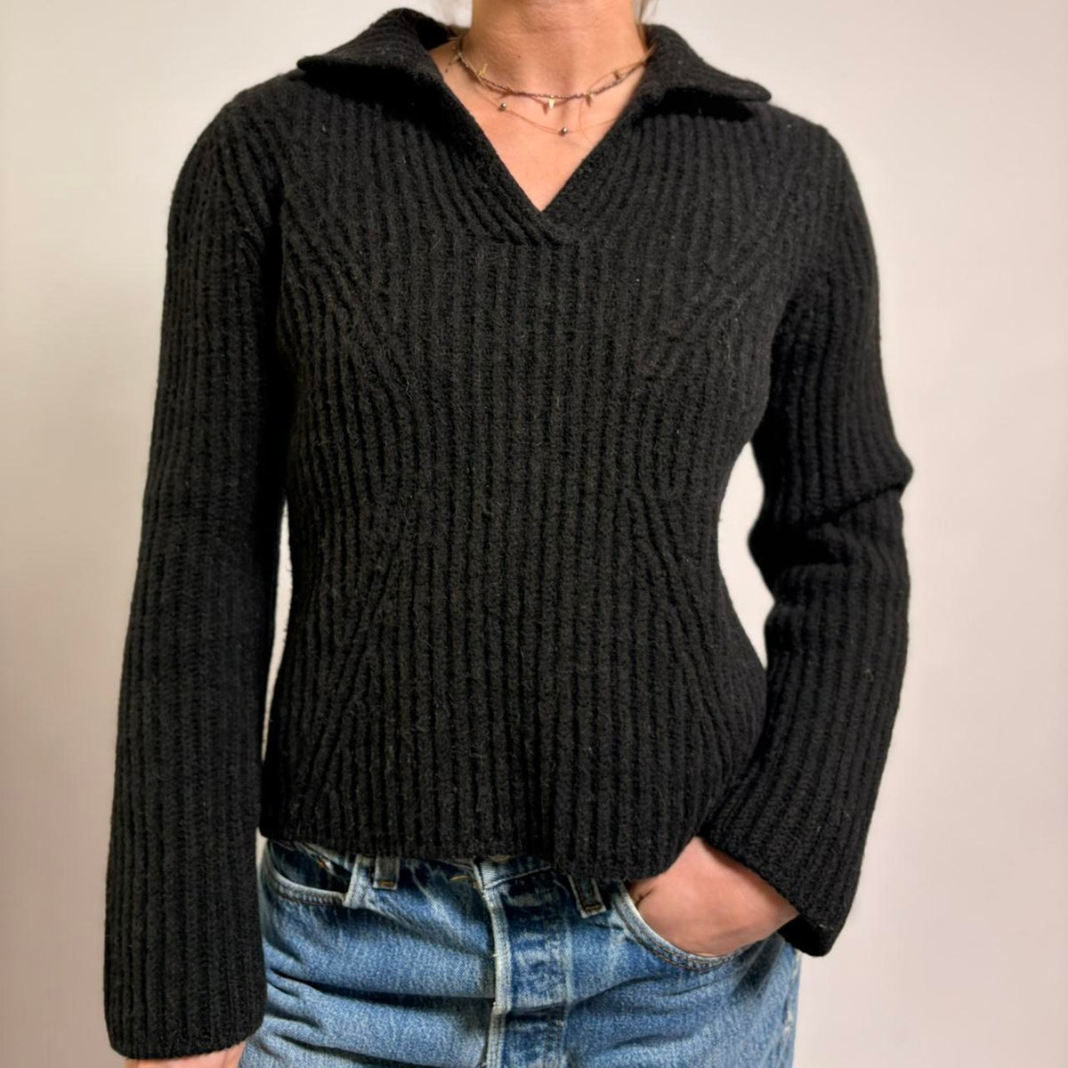 Vintage Jones New York Wool & Alpaca Sweater - Ink Black, Size Medium