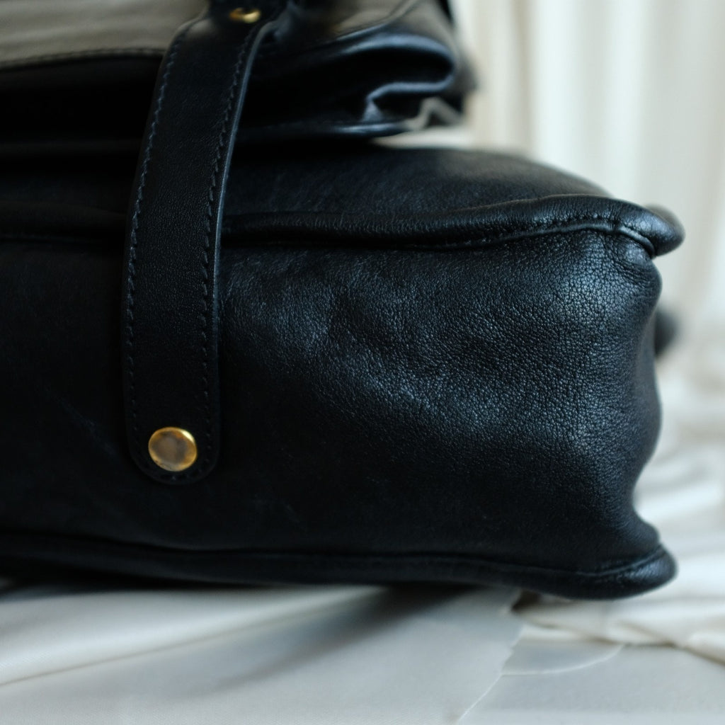 Chloe Black Calfskin Leather Tote, Removable Front Pouch