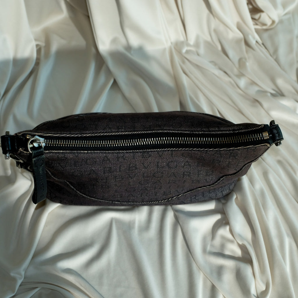 Bvlgari Monogram Canvas Pochette - Grey/Black Denim, Leather Trim