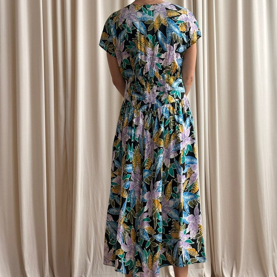 Milanzo Tropical Floral Shirt Dress - 80s/90s - Size 9/10 (Fits S)
