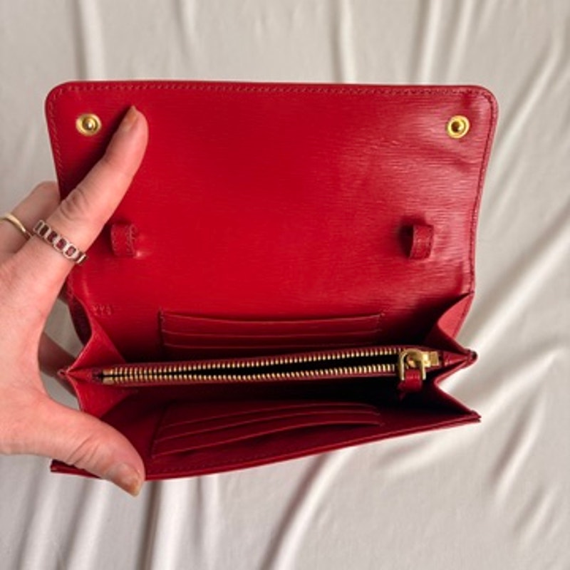 Prada Vitello & Fabric Move Red Crossbody Wallet
