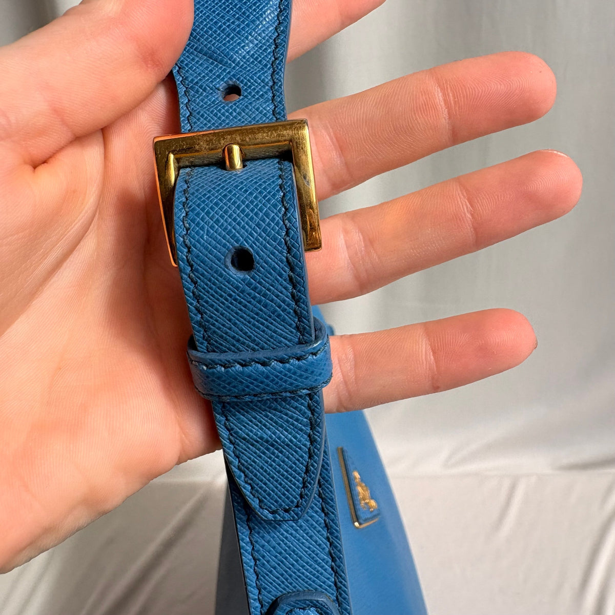 Prada Saffiano Lux Leather Shoulder Bag - Cobalt Blue