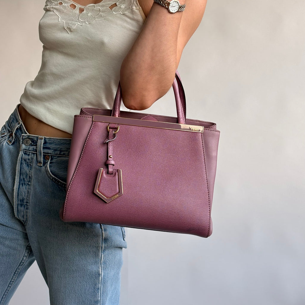 Fendi 2Jours Tote - Lilac/Old Rose Vitello Elite Leather