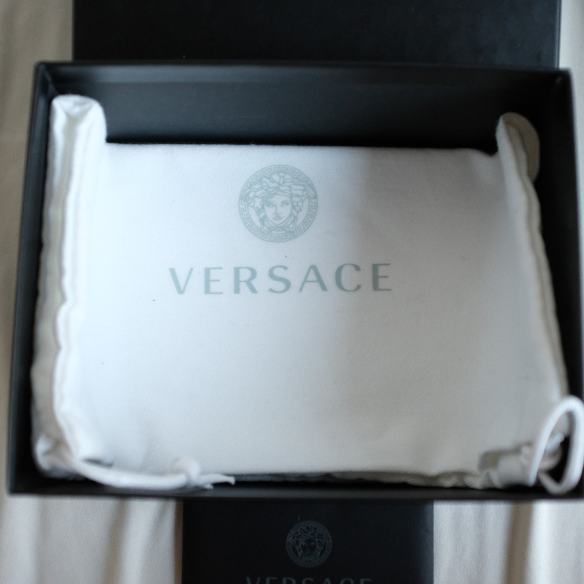 Versace La Greca Mini Bag Coated Canvas Monogram & Calf Leather -Black + Gray