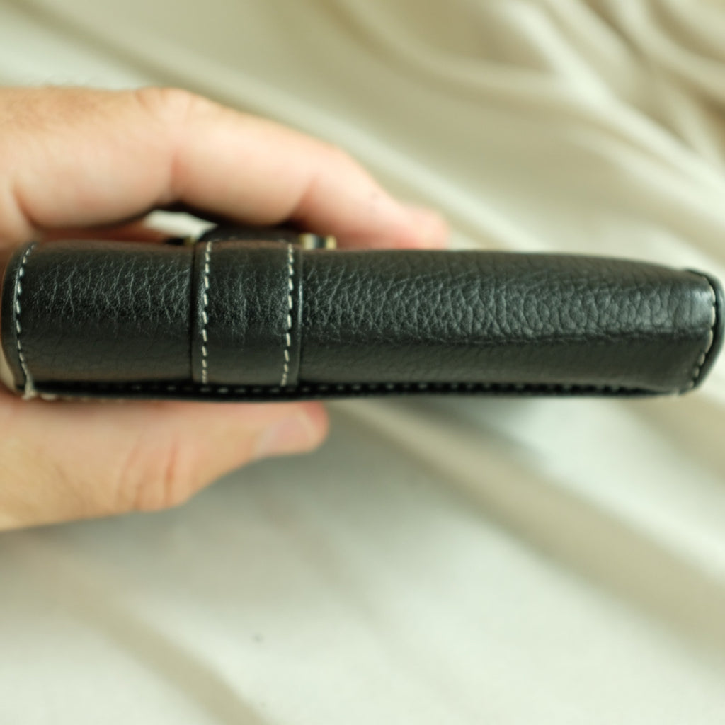 Christian Dior Leather Trifold Wallet - Black, Gold Hardware