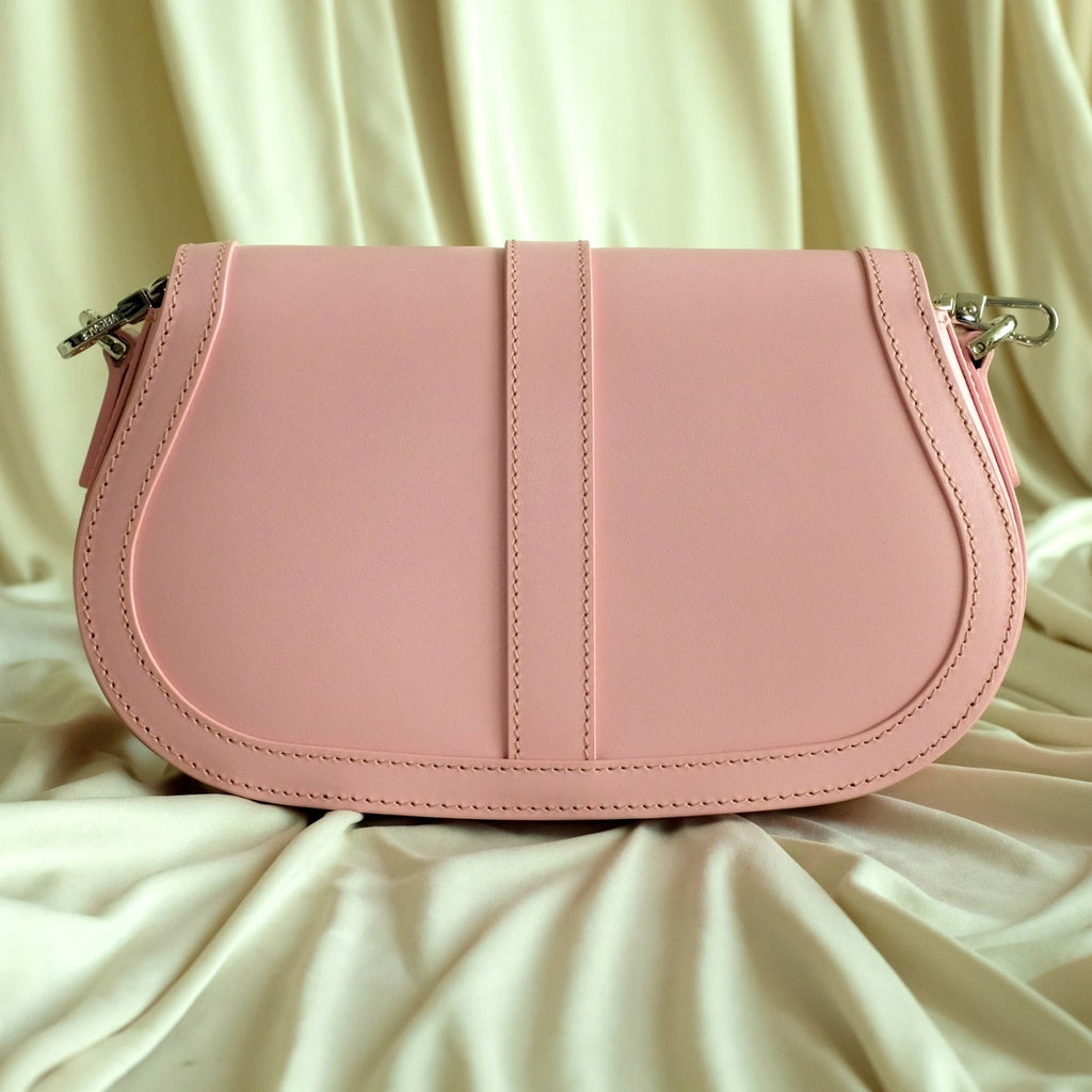 Versace Pink Medium La Greca Goddess Logo Leather Shoulder Bag