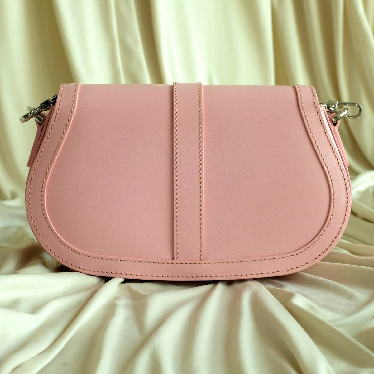 Versace Pink Medium La Greca Goddess Logo Leather Shoulder Bag