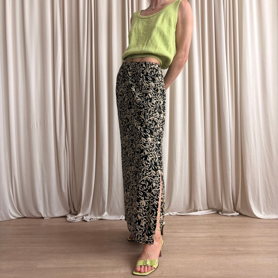 Banana Republic Abstract Floral Maxi - Black/Tan - Size 12 (Fits M)