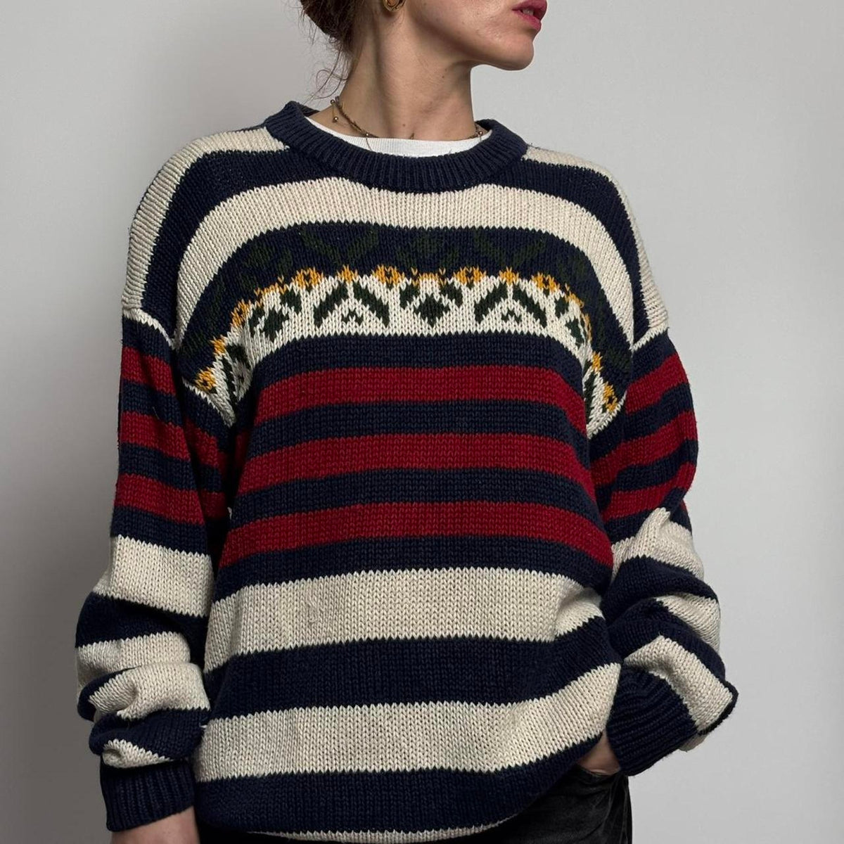 Vintage American Eagle Fair Isle Sweater | Patriotic Stripes