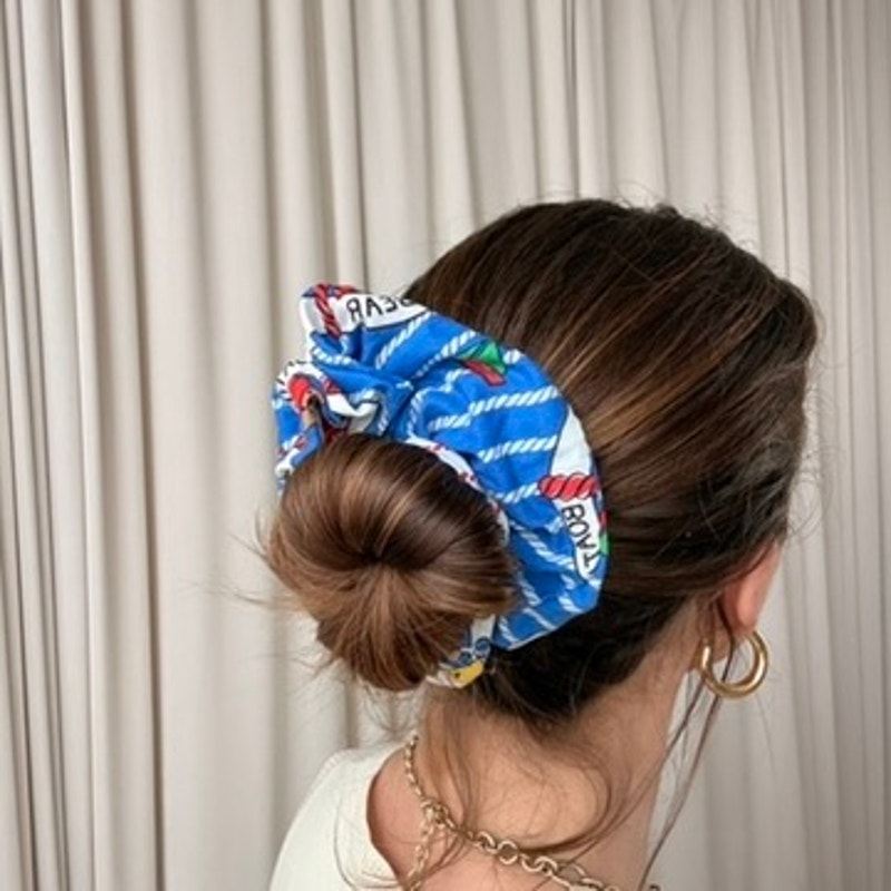 Nautical Teddy Bear Scrunchy - Vintage, Oversized, Boating Theme