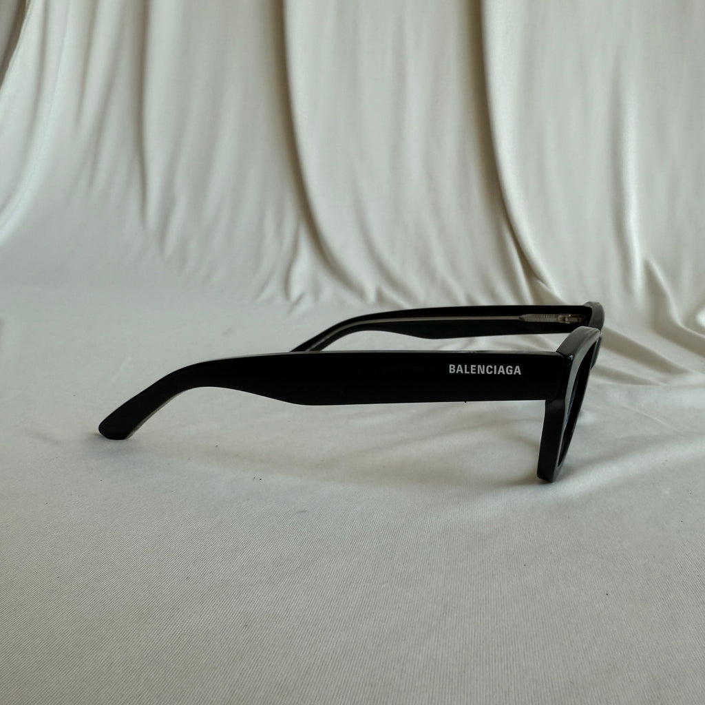 Balenciaga BB0242O Eyeglass Frames  - Shiny Dark Green Acetate, Logo Temples