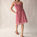 Vintage Y2K Pink Cherry Blossom Print Babydoll Dress