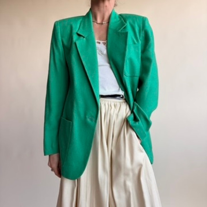 Lloyd Williams Green Blazer - Boxy Silhouette, Lightweight, Size 4