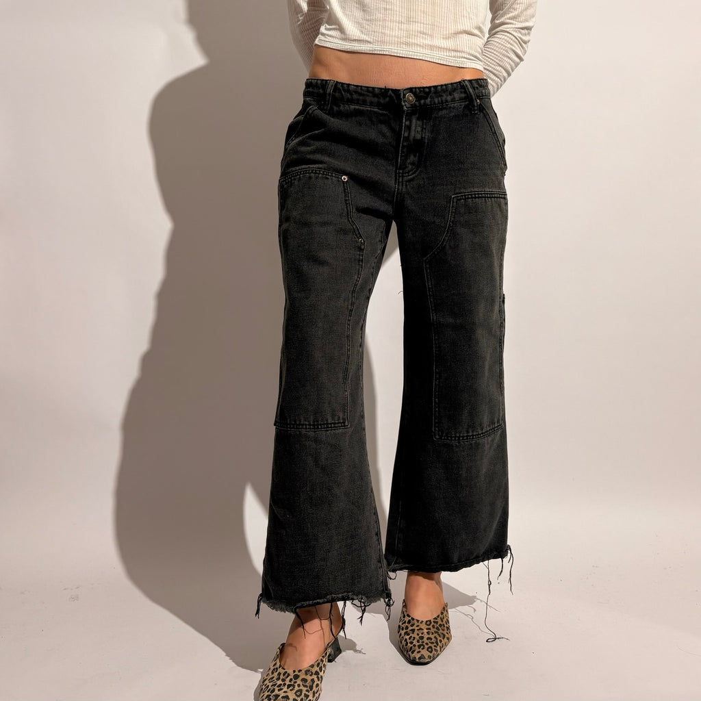 Edikted Ayla Low Rise Carpenter Jeans - Size Small