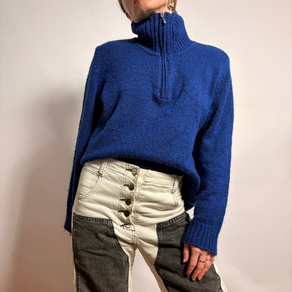 Vintage Karen Scott Quarter-Zip Sweater - Cobalt Blue