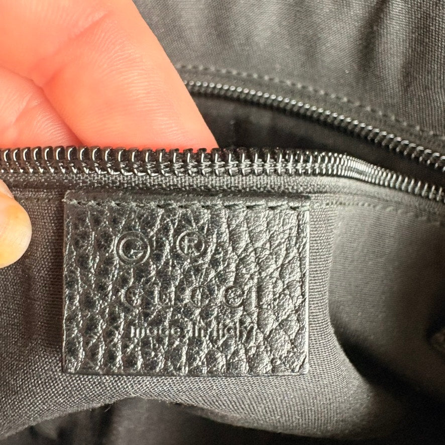 Gucci Messenger Bag Black GG Monogram Nylon, Leather Trim