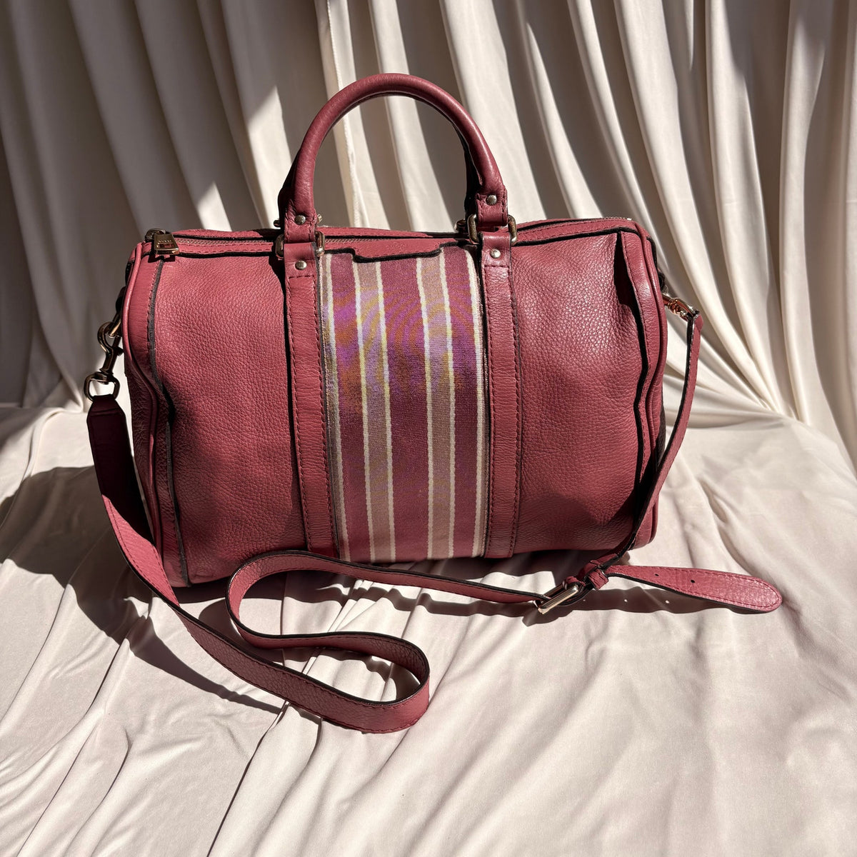Gucci Web Joy Boston Bag Satchel - Pink Leather, Canvas Web Detail
