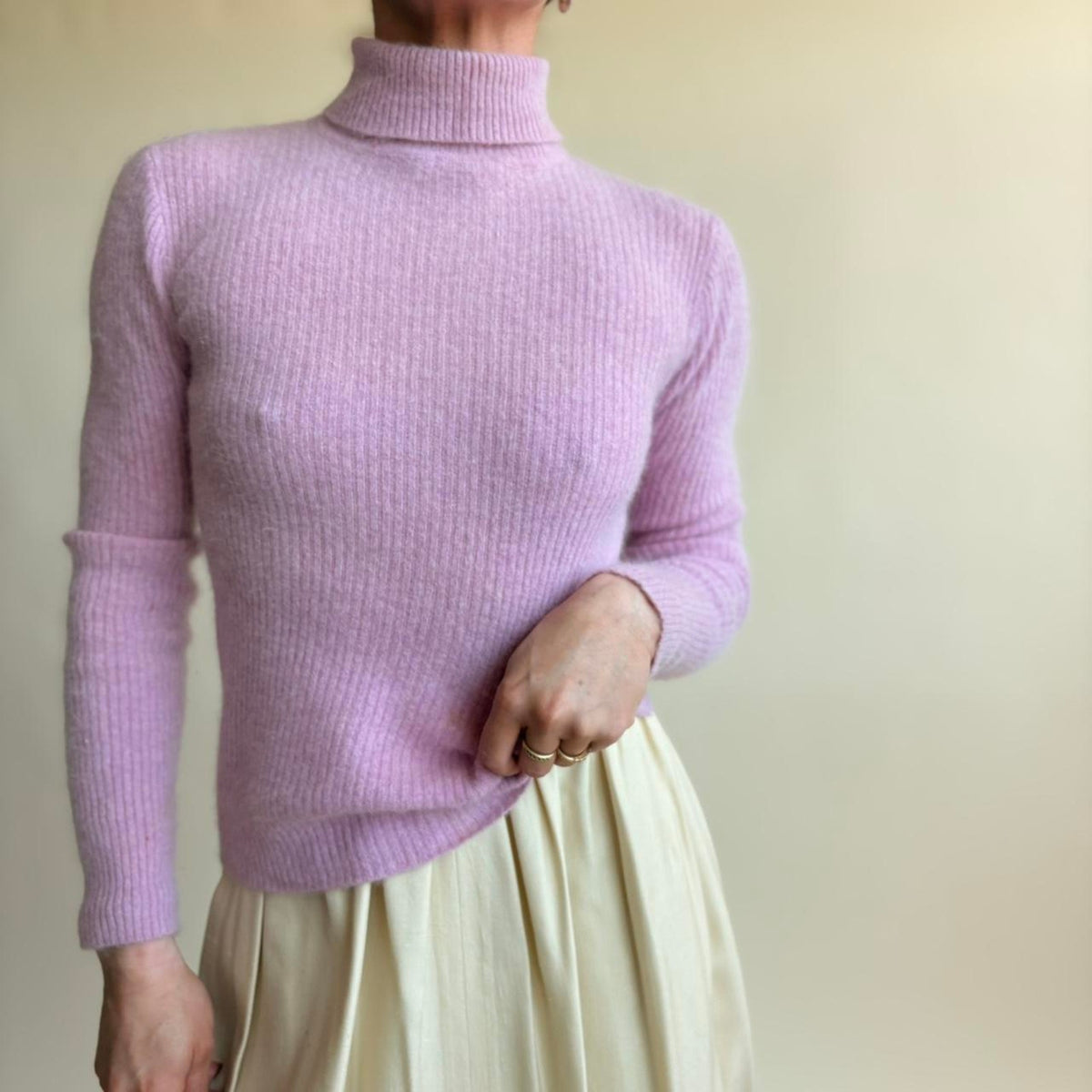 Lord & Taylor Light Pink Angora & Lambswool Turtleneck - Size Small