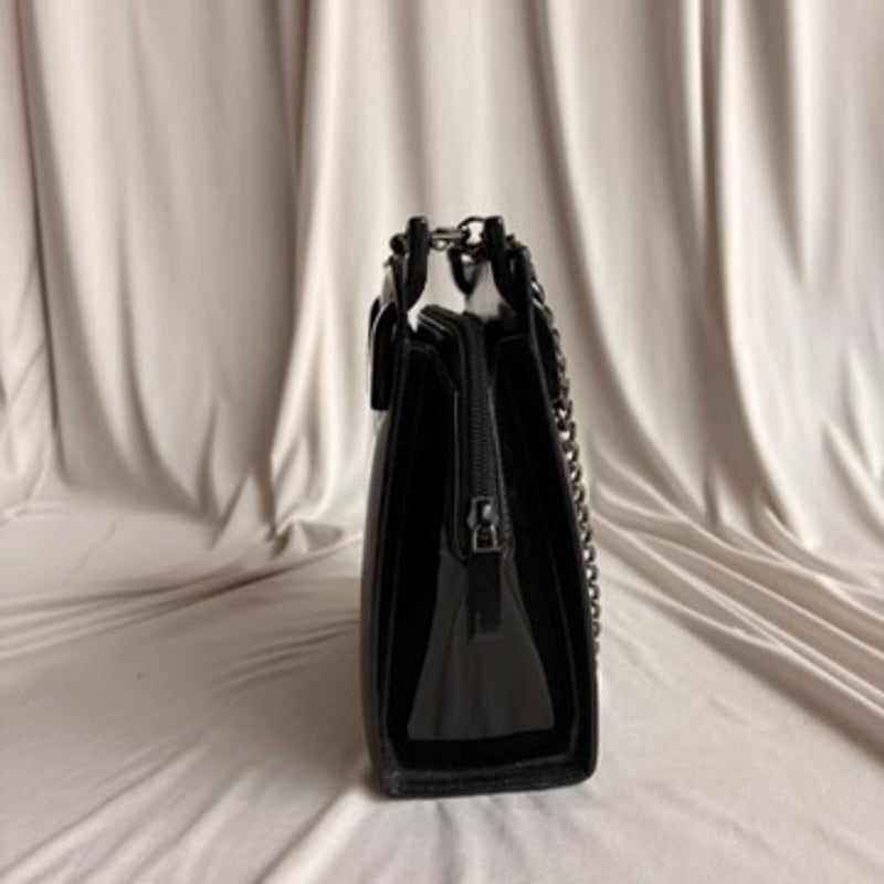 Vintage Gucci Tom Ford Era Black Patent Leather Chain Tote