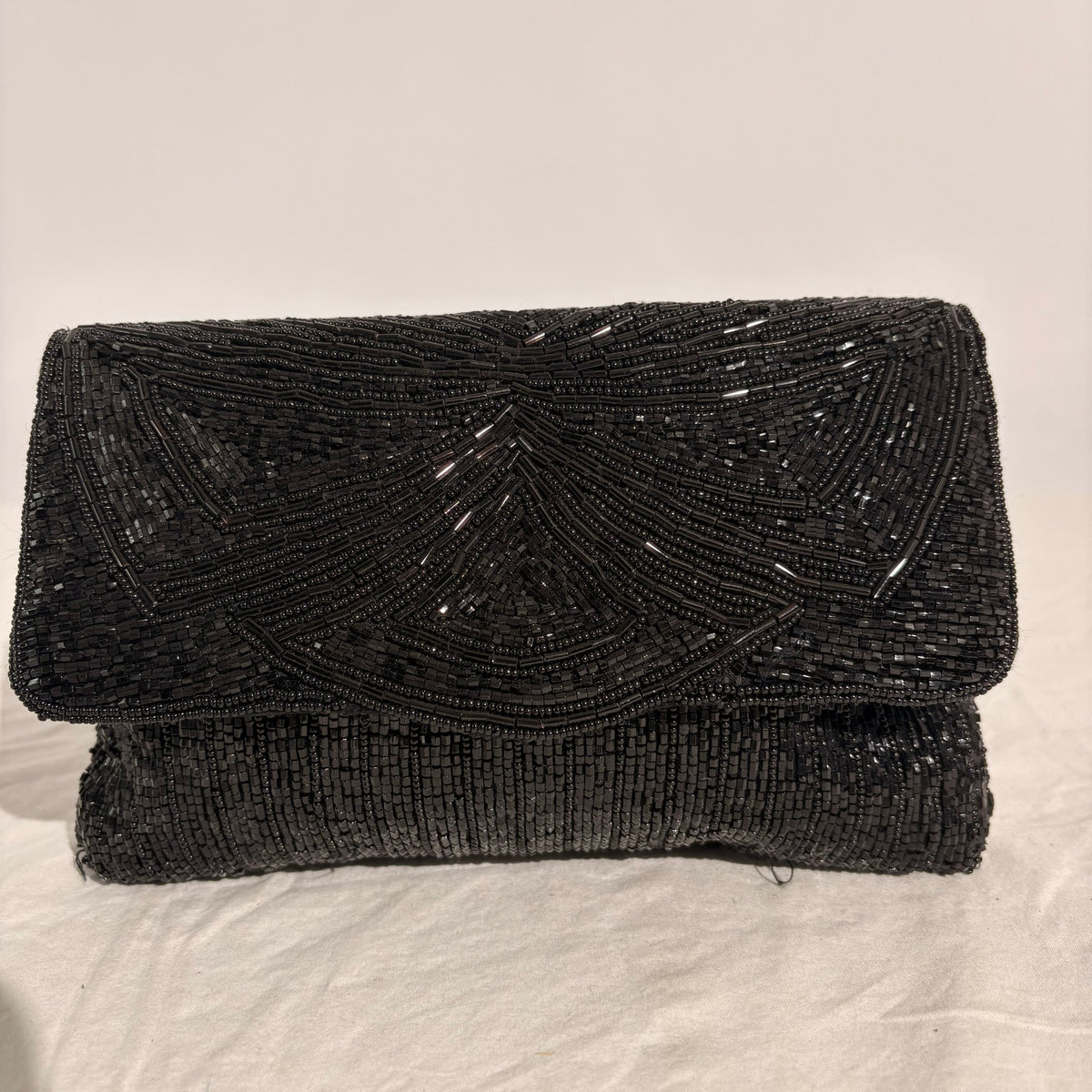 Vintage Magid Black Beaded Clutch - 8"x5"