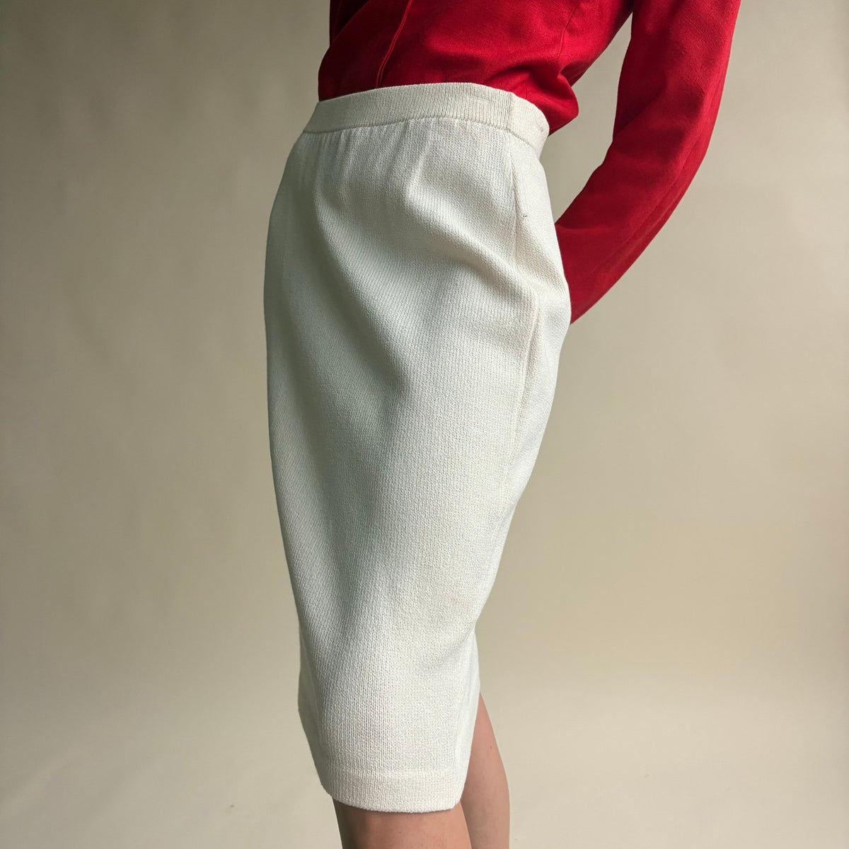 St. John by Marie Gray White Knit Skirt - Made in USA, Size 4