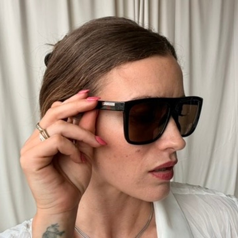 Gucci GG0748S Rectangular Sunglasses - Gold Frame, Brown Polarized Lenses