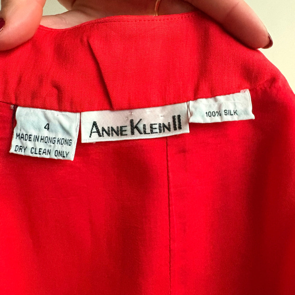 Anne Klein Red Silk Wrap Skirt - Sarong Style, Velcro Closure, Size 4