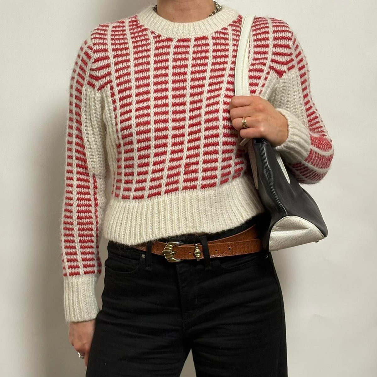 Cooperative Red Geometric Crop Sweater - XS