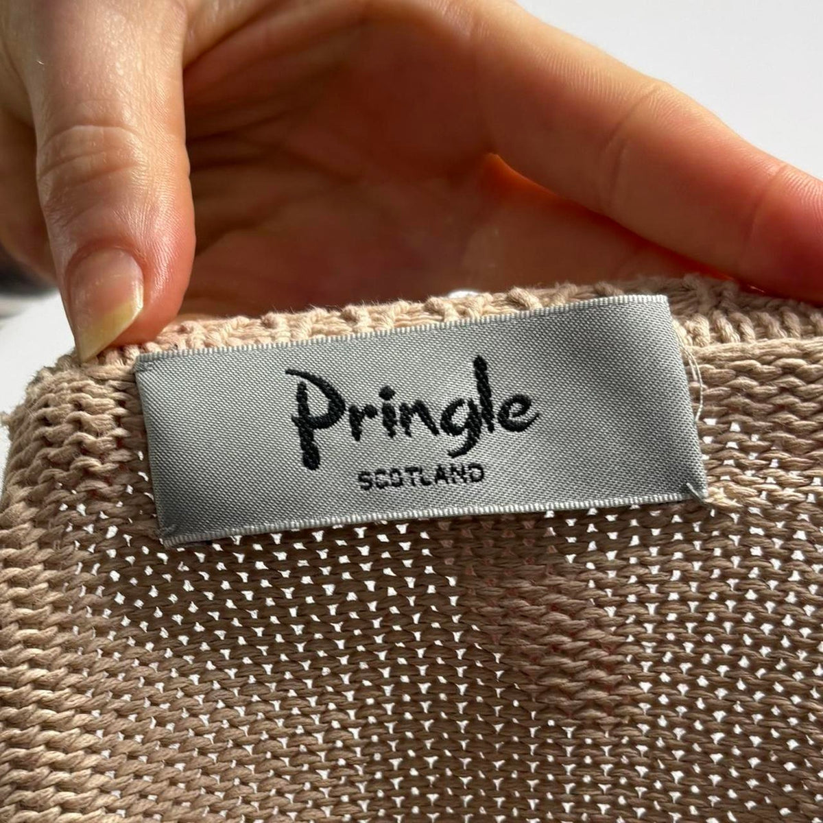 Pringle of Scotland Cotton Jumper - Tan, Size Medium