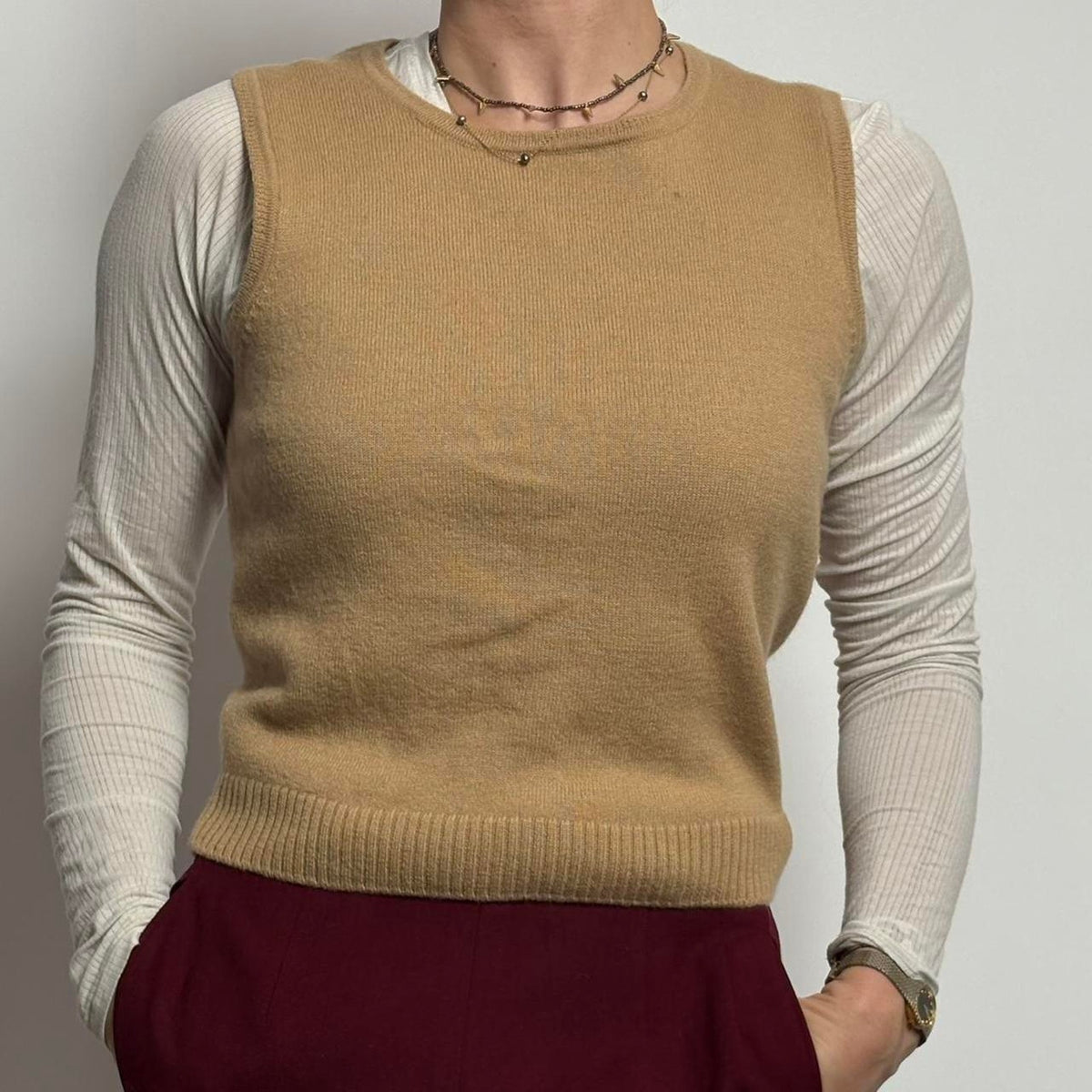 Vintage J.Crew Wool-Cotton Sweater Vest - xs