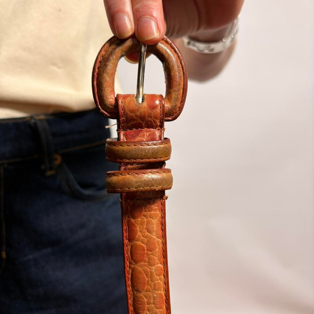 Vintage Italian Calfskin Croc Belt - L 34"
