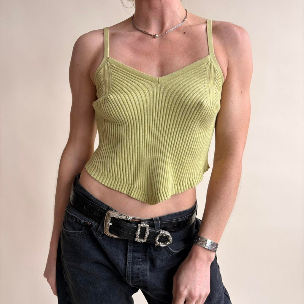 Pink Rose Green Cardigan Tank  Set - Size Medium