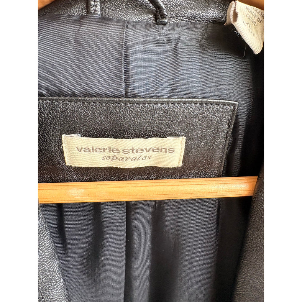 Vintage Valerie Stephan Separates Black Leather Jacket - Size XL