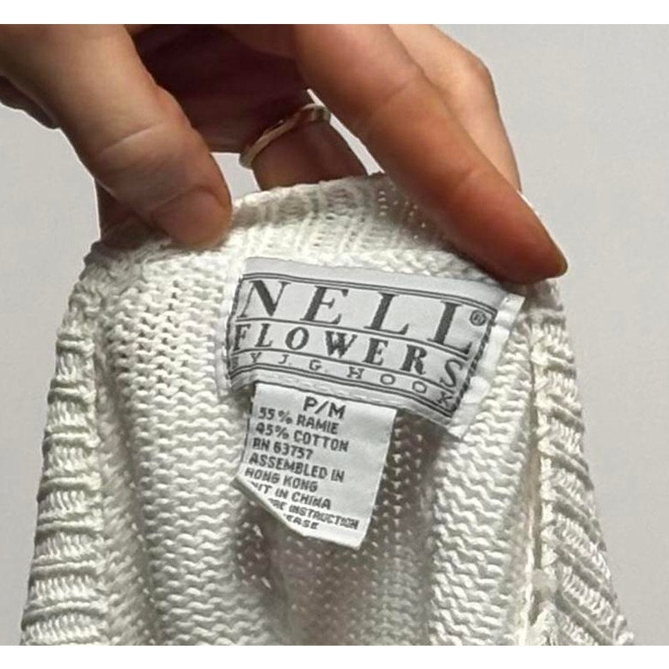 Vintage Neil Flowers by J.G. Hook White  Cardigan - Medium
