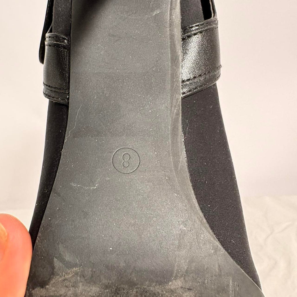 Black Ribbon Sock Boots - Size 8