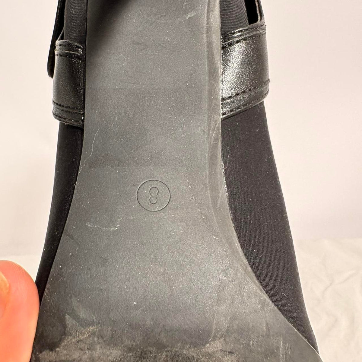 Black Ribbon Sock Boots - Size 8