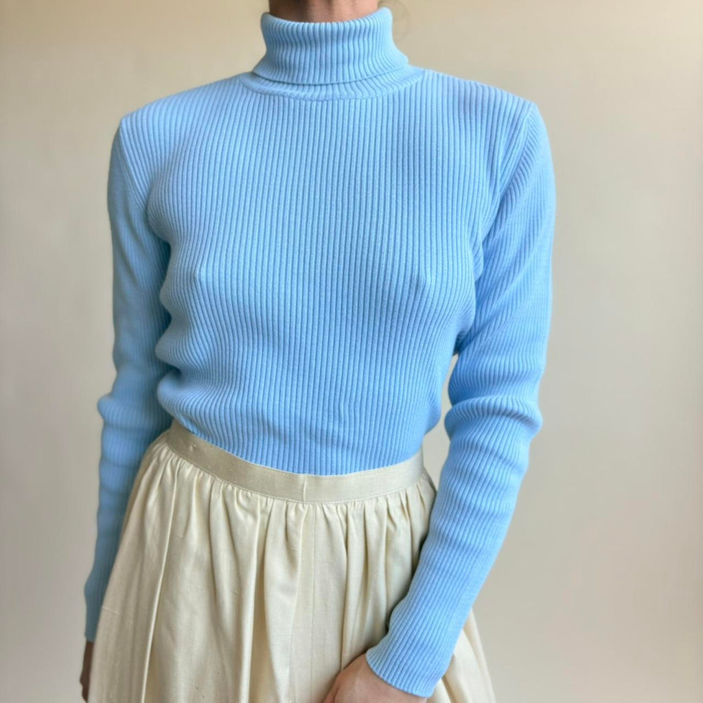 Irresistibles Robin's Egg Blue Ribbed Turtleneck - Size Small