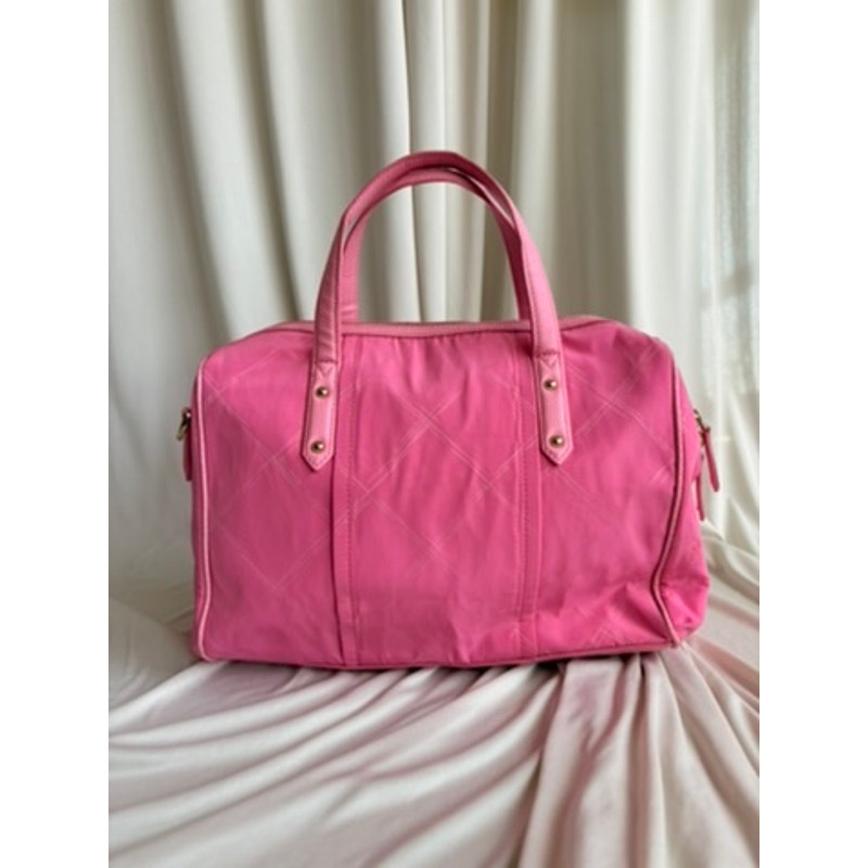 Vera Bradley Preppy Poly Marlo Satchel - Bright Pink, Diamond Quilted