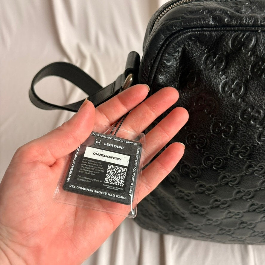 Gucci Crossbody Messenger Bag - Guccissima Leather, Black, Silver Hardware
