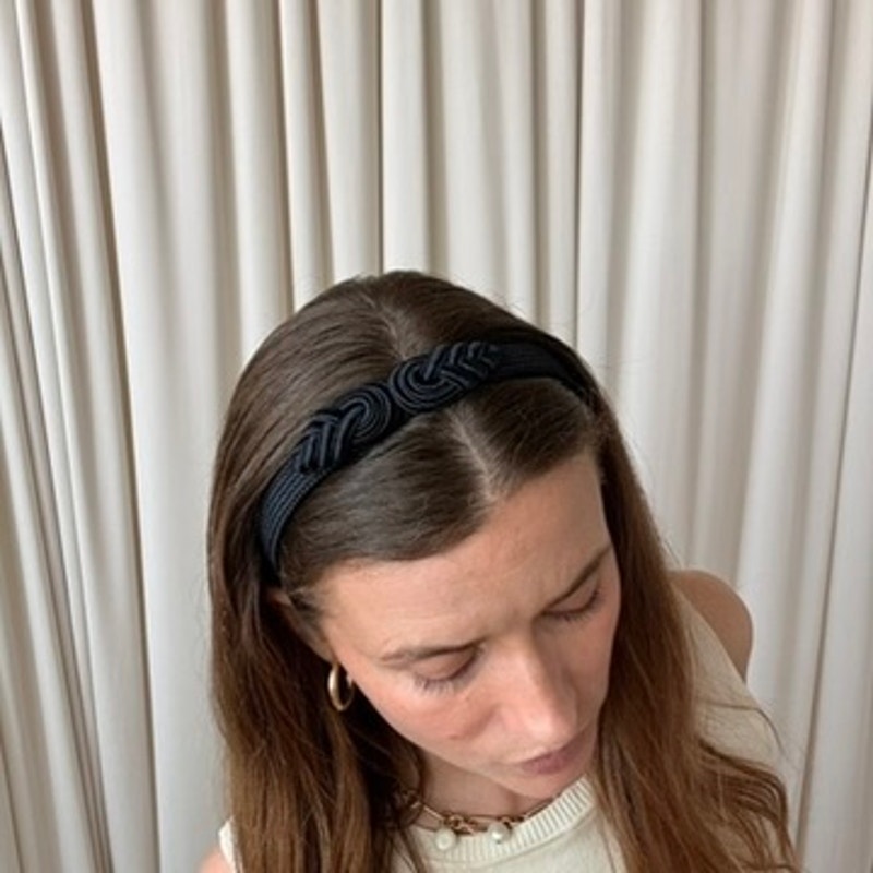 Black Rope Knot Headband - Retro, 13"