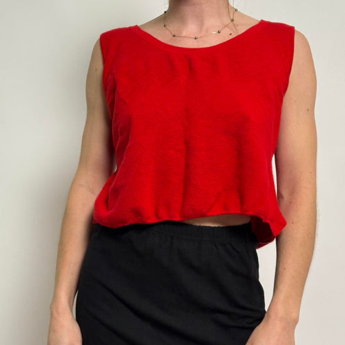 A.K.R.I.S Cropped Cashmere Tank ~ Cherry Red - Size 8