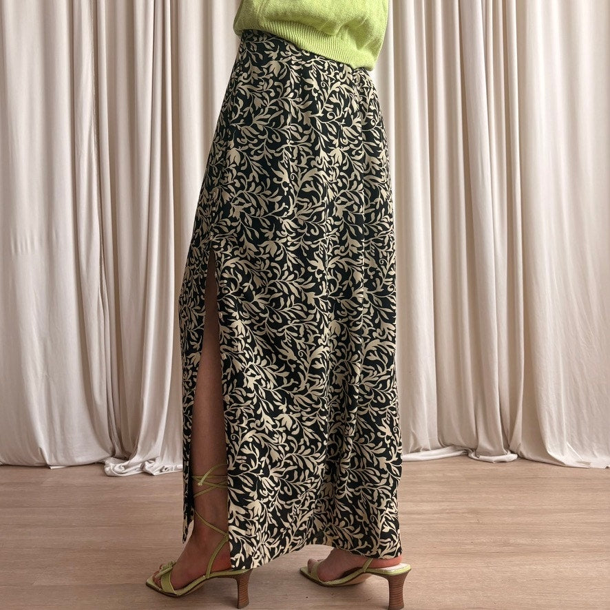 Banana Republic Abstract Floral Maxi - Black/Tan - Size 12 (Fits M)