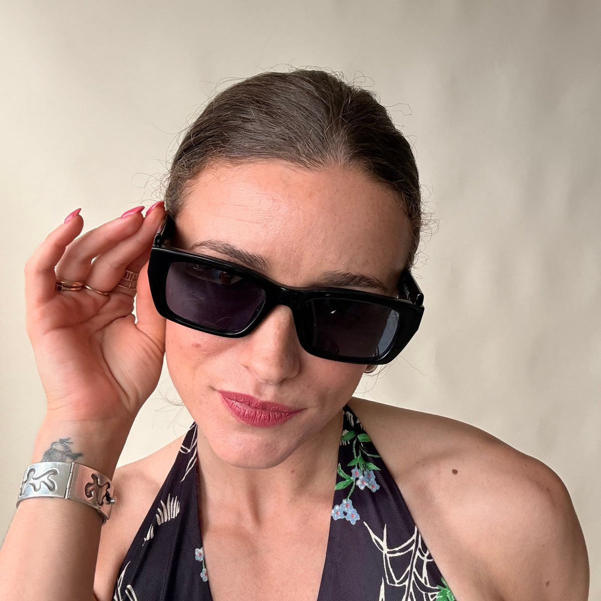 Palm Angels Rectangle Sunglasses - Black Frame, Blue Lenses, Brand New