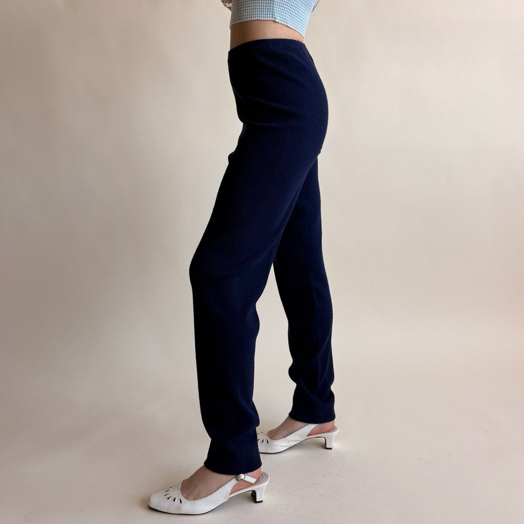 Jones & Co Navy Merino Wool Knit Pants - Size Small