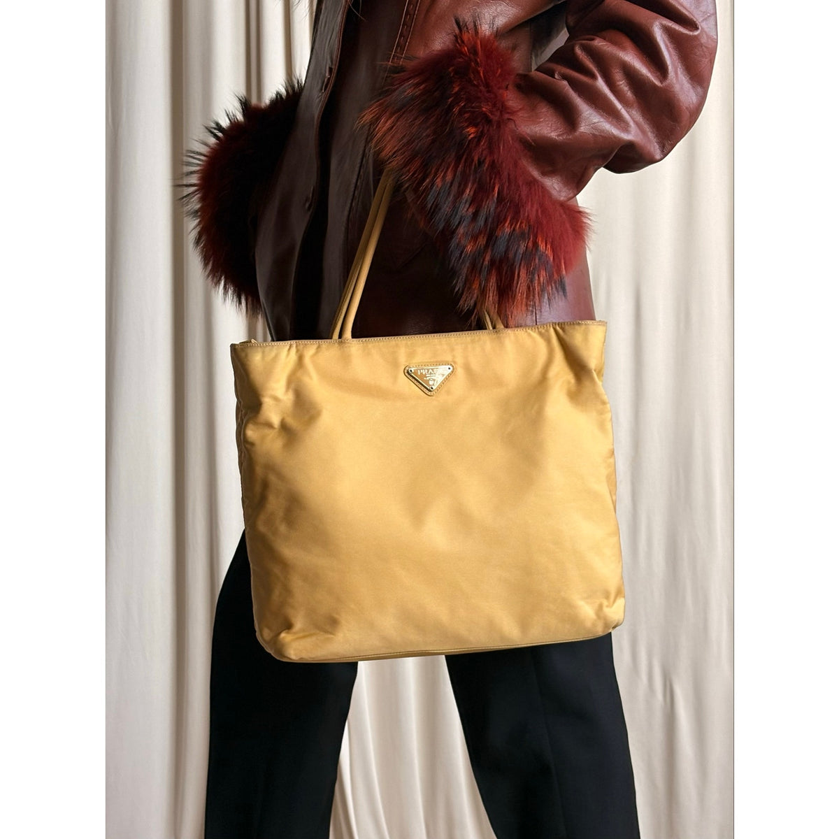 Vintage Prada Yellow Nylon Tessuto Tote