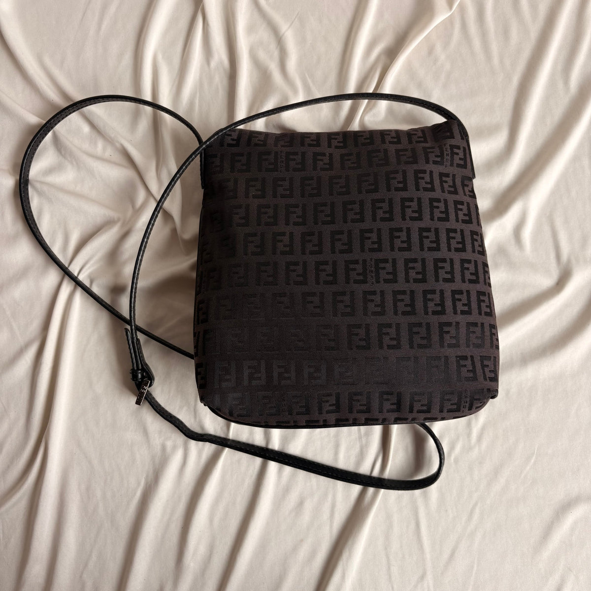 Vintage Fendi Zucchino Black & Brown Mama Baguette Bag