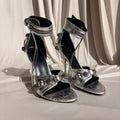 Balenciaga Silver Metallic Leather Cagole Studded Heels
